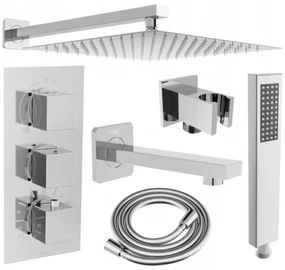 Mexen Cube DR02 zestaw wannowo-prysznicowy podtynkowy z deszczownicą 25 cm, chrom - 77503DR0225-00