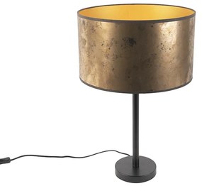 Lampa stołowa art deco czarna z abażurem w kolorze starego brązu 35 cm - Simplo ArtDeco Oswietlenie wewnetrzne