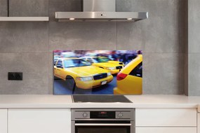 Panel szklany do Kuchni Żółta Taksówka w Mieście