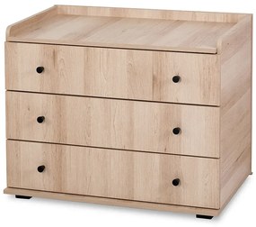 Łóżeczko dziecięce KOMPAKT 3W1 120x80 bukowe z komodą LITTLE SKY