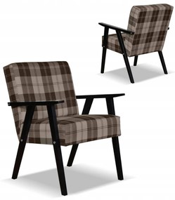 Fotel w stylu PRL retro vintage SOLER Family Meble krata brązowa