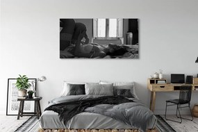 Fotoobraz na płótnie Kobieta przy Oknie