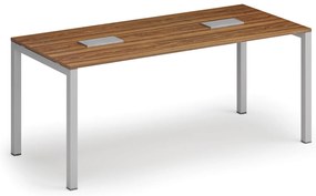 Stół konferencyjny PRIMO SQUARE, 180x80 cm, orzech + 2x port blatowy TYP VI, srebrny