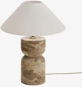 Lampa Stołowa Z Naturalnego Kamienia Diniz Marmur Beżowy Panther & Biały Matowy Ø35 Cm - ↑15 Cm Graciela - Sklum