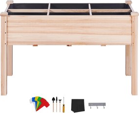 SucceBuy Drewniana Podniesiona Grządka Ogrodowa, 47,2"x22,8"x30" na Kwiaty, Warzywa, Zioła