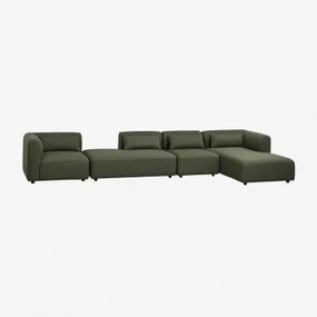 4-częściowa Prawa Sofa Modułowa Z Szezlongiem Fogler Chenille Salvia Zieleń - Sklum