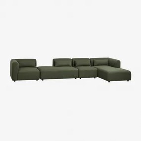 Sofa Modułowy Z Prawym Szezlongiem, 4-częściowy Z Otomanką Fogler Tkanina Baranek Boucle Żółty Curri - Sklum