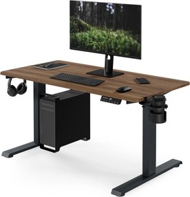 Biurko elektryczne z regulacją wysokości ergonomiczne antracytowe/orzech,1200x600 mm: ARIA