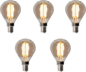 Zestaw 5 ściemnialnych żarówek LED E14 P45 dymionych 5W 470LM 2200K