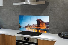 Panel szklany do Kuchni Noc nad Motławą i Starym Miastem
