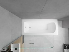 Mexen Vega wanna prostokątna 160 x 70 cm z obudową i parawanem 2-skrzydłowym 100 cm, transparent, chrom - 550116070X9010020100