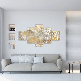 Obraz - Ściana w stylu vintage z kwiatami (125x70 cm)