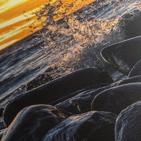 Obraz fal morskich (z zegarem) (90x30 cm)
