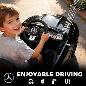 AIYAPLAY Elektryczny samochodzik dziecięcy, wzornictwo Mercedes, silniki 12V, pilot, światła LED, muzyka, dla dzieci 3-6 lat, Czarny
