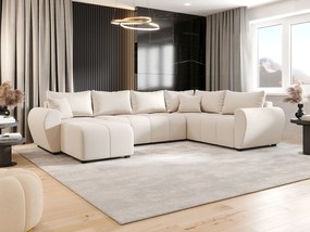 BEDANTE narożnik w kształcie U MOLISA U PLUS Cosmic 10 prawa beżowy z funkcją spania sofa w kształcie litery U z pojemnikiem na pościel