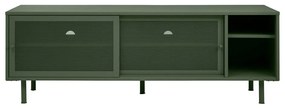 Ciemnozielona metalowa szafka pod TV 160x55 cm Veep – Unique Furniture