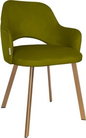 Krzesło Milano tkanina Welur noga metalowa : Kolor nogi - Złota profil, Kolor tkaniny - VELVET - BL75, Typ siedziska - Siedzisko stałe