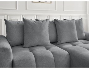 Szary rozkładany/ze schowkiem narożnik z tkaniny szenilowej (prawostronny/z szezlongiem) Roxelane – Bobochic Paris