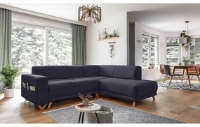 Antracytowy rozkładany/ze schowkiem narożnik (prawostronny/w kształcie litery L) Classy Sophie – Miuform