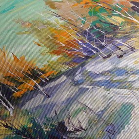 Obraz - Zaśnieżona ścieżka przez las, obraz olejny (170x50 cm)