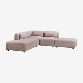 Modułowy Narożnik 3-częściowy Z Lewym Szezlongiem I Pufą Fogler Sztruksu Wino Różowe - Sklum