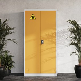 Szafa na chemikalia MARIA, 900 x 1850 x 400 mm, szaro-żółta