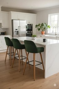 Zielony barowy hoker welurowy z oparciem F9-B84