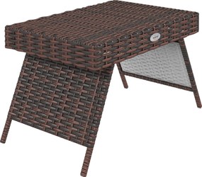 Outsunny Stolik ogrodowy Stolik kawowy zewnętrzny Stolik kawowy, PE-rattan, odporny na warunki atmosferyczne, 60 cm x 41 cm x 41 cm, Brązowy