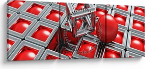 Obraz - 3D metaliczna abstrakcja (z zegarem) (90x30 cm)
