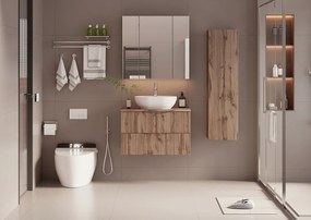 Zestaw do Łazienki 80cm Szafka z Blatem Ryflowane Fornty Dąb Wotan Cleo