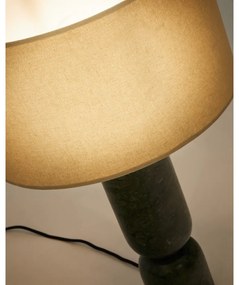 Ciemnozielona/beżowa marmurowa lampa stołowa z tekstylnym kloszem (wysokość 57 cm) Vex – Kave Home