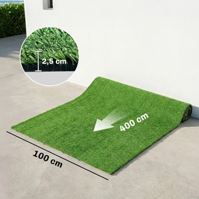 Outsunny Sztuczny trawnik 100x400cm z systemem odprowadzania wody, dywan z trawy o wysokości 10mm, zielony | Aosom PL