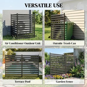 Outsunny Płot ogrodowy 2 panele 91 x 152 cm metalowy płot ochronny z słupkami i kapturkami, odporny na rdzę, czarny | Aosom PL