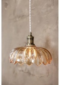 Lampa wisząca w kolorze mosiądzu z z bursztynowym szklanym kloszem ø 25,5 cm Kurage – Markslöjd