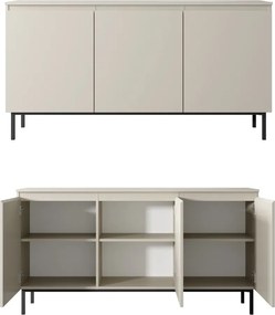 Kaszmirowa komoda do salonu Silk 3-drzwiowa, szer. 150 cm