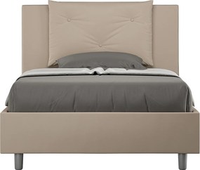 Łóżko bez stelaża tapicerowane 120x190 sztucznej skóry szaro-beżowy Appia