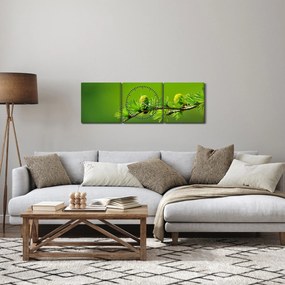 Obraz zielonej szyszki (z zegarem) (90x30 cm)