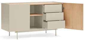 Beżowo-naturalna niska komoda w dekorze dębu 130x78 cm Otto – Teulat