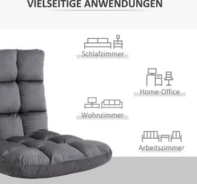 HOMCOM Fotel Materac Gościnny Welurowy Regulowane Oparcie Szary 55x71x53 5 cm Komfort i Styl | Aosom PL