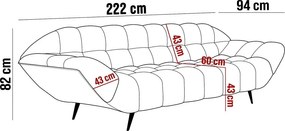 Sofa GAPPA 3 osobowa wolnostojąca w tkaninie MONOLITH 37 WERSAL