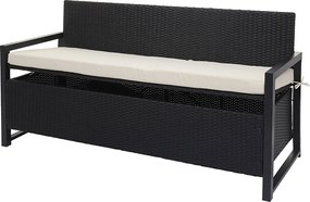 Ławka 3-osobowa z polirattanu MCW-F39, antracyt, poduszki kremowe