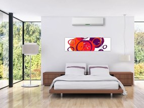 Obraz - Motyw z kółkami w ciepłych kolorach (170x50 cm)