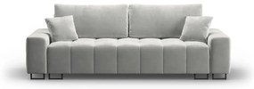 Jasnoszara aksamitna rozkładana sofa ze schowkiem 250 cm Wicklow – Cosmopolitan Design