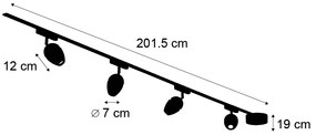 Nowoczesny system oświetlenia szynowego z 4 czarnymi reflektorami jednofazowymi - Magnetic Eggy Nowoczesny Oswietlenie wewnetrzne