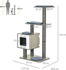 PawHut drapak dla kota, 71,5 cm x 49,5 cm x 120 cm