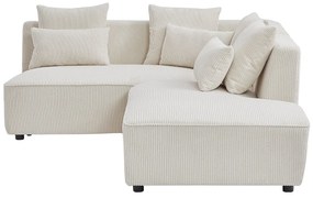 Kanapa narożna prawostronna z beżowego sztruksu MECODI