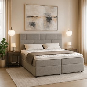 Łóżko Kontynentalne Tapicerowane FLORENCE 165x210 z Pojemnikiem Beżowe