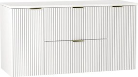 Szafka pod umywalkę WENA, z 2 drzwiami i 2 szufladami, ryflowane fronty, Willy, 120x60x47 cm, Biała