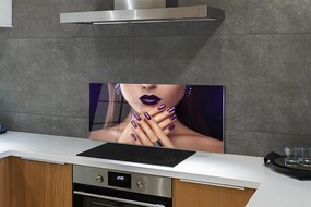 Szklany Panel Kobieta z Fioletowymi Ustami