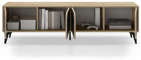 Czarna szafka pod TV w dekorze dębu 180x51 cm Nola – Marckeric
